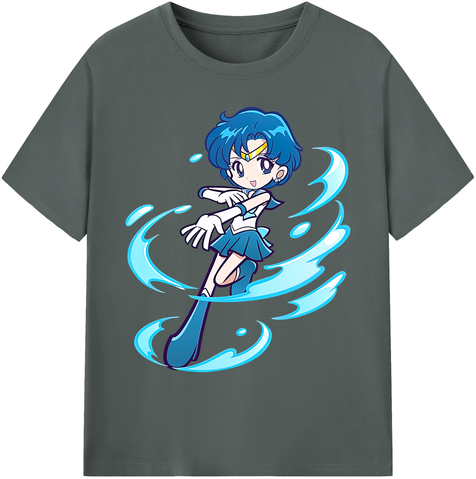 （画像用） 美少女戦士セーラームーン 水野 亜美 みずの あみ Sailor Moon Mizuno Ami 綿100％ メンズ半袖Tシャツ｜肌触りやわらか＆通気性